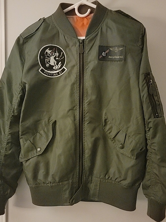 ABlack Other - Black 41 Aces Olive Green Bomber Jacket with Patches